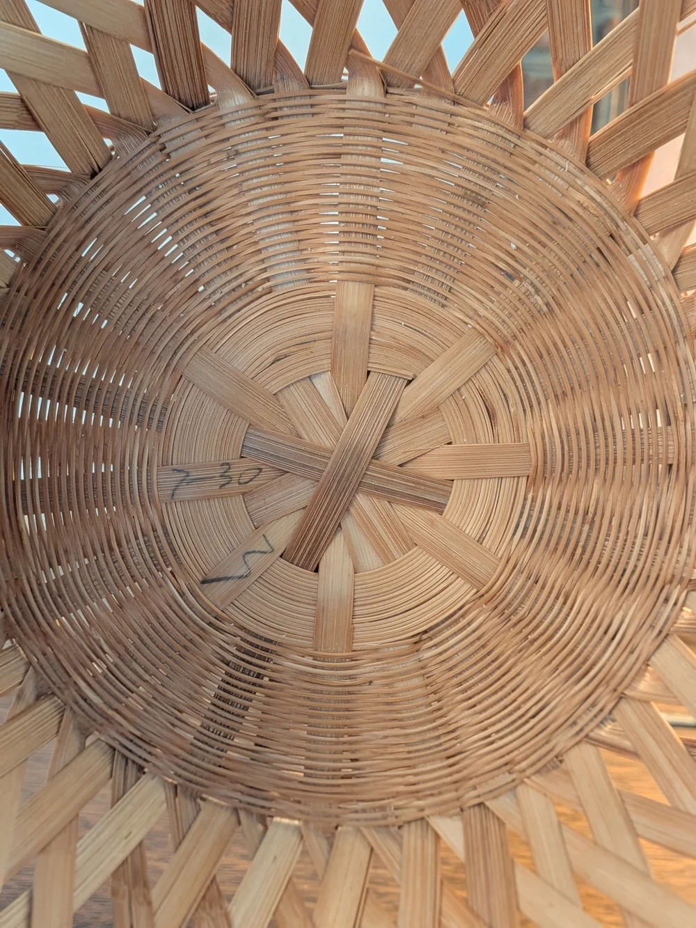 Natural Woven Bamboo Open Weave Lattice Bowl Basket